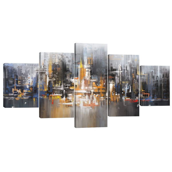 Millennium Cityscape Canvas - 5 Panel Art Clock Canvas