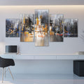 Millennium Cityscape Canvas - 5 Panel Art Large (150cm) / Standard Gallery Wrap Clock Canvas