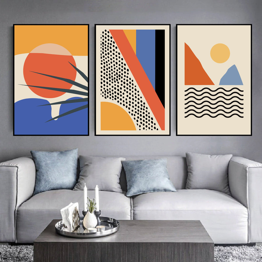 Minimal Paradise Canvas Art Set of 3 / 40 x 50cm / No Board - Canvas Print Only Clock Canvas