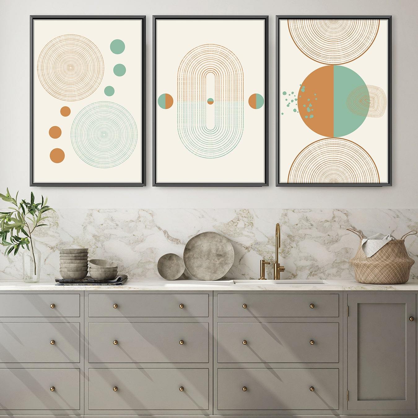 Minimal Shapes Canvas Art Clock Canvas