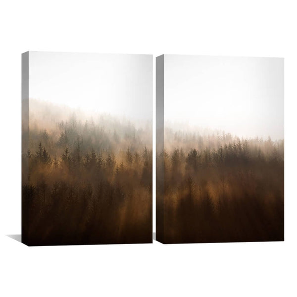Misty Autumn Canvas Art Set of 2 / 40 x 60cm / Unframed Canvas Print Clock Canvas