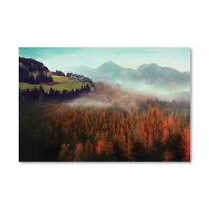 Misty Autumn Landscape Canvas Art Clock Canvas