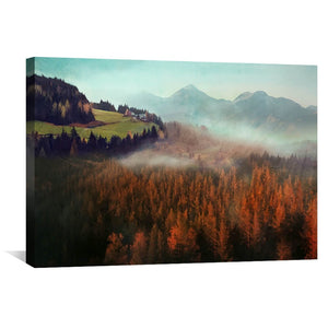 Misty Autumn Landscape Canvas Art 50 x 25cm / Unframed Canvas Print Clock Canvas