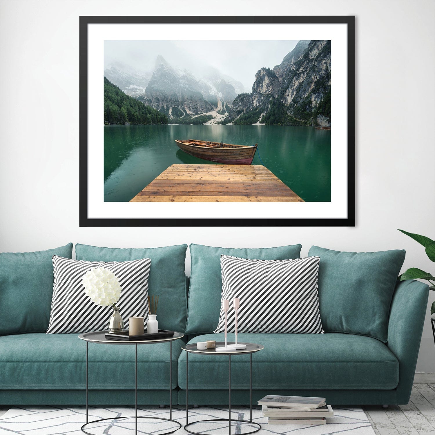 Misty Docks Print Art Clock Canvas