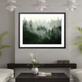 Misty Forest Print Art Clock Canvas