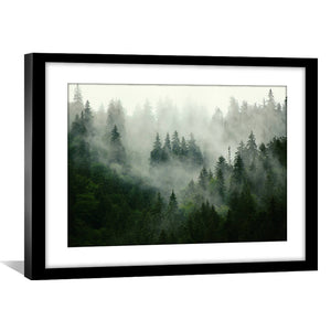 Misty Forest Print Art 45 x 30cm / Unframed Canvas Print Clock Canvas