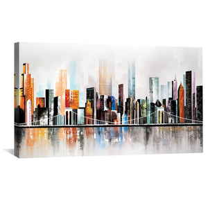 Modern Cityscape Canvas Art 50 x 25cm / Unframed Canvas Print Clock Canvas
