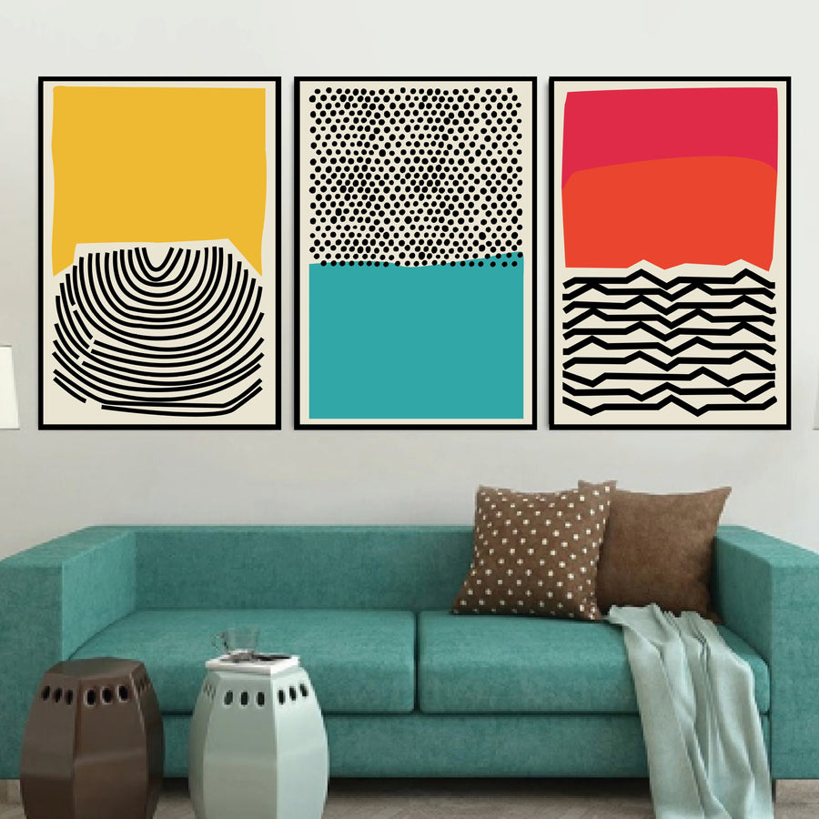 Modern Ocean Canvas Art Set of 3 / 40 x 50cm / No Board - Canvas Print Only Clock Canvas