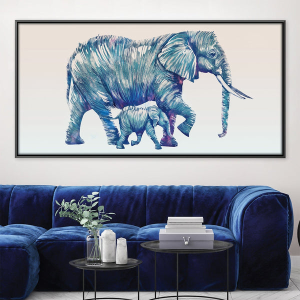 Momma Elephant Canvas Art 50 x 25cm / Unframed Canvas Print Clock Canvas