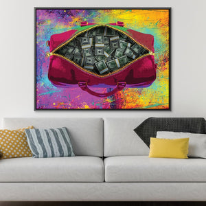Money Bag Canvas Art Clock Canvas