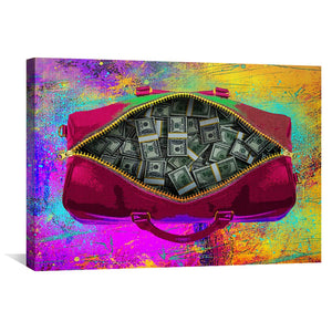 Money Bag Canvas Art 45 x 30cm / Unframed Canvas Print Clock Canvas