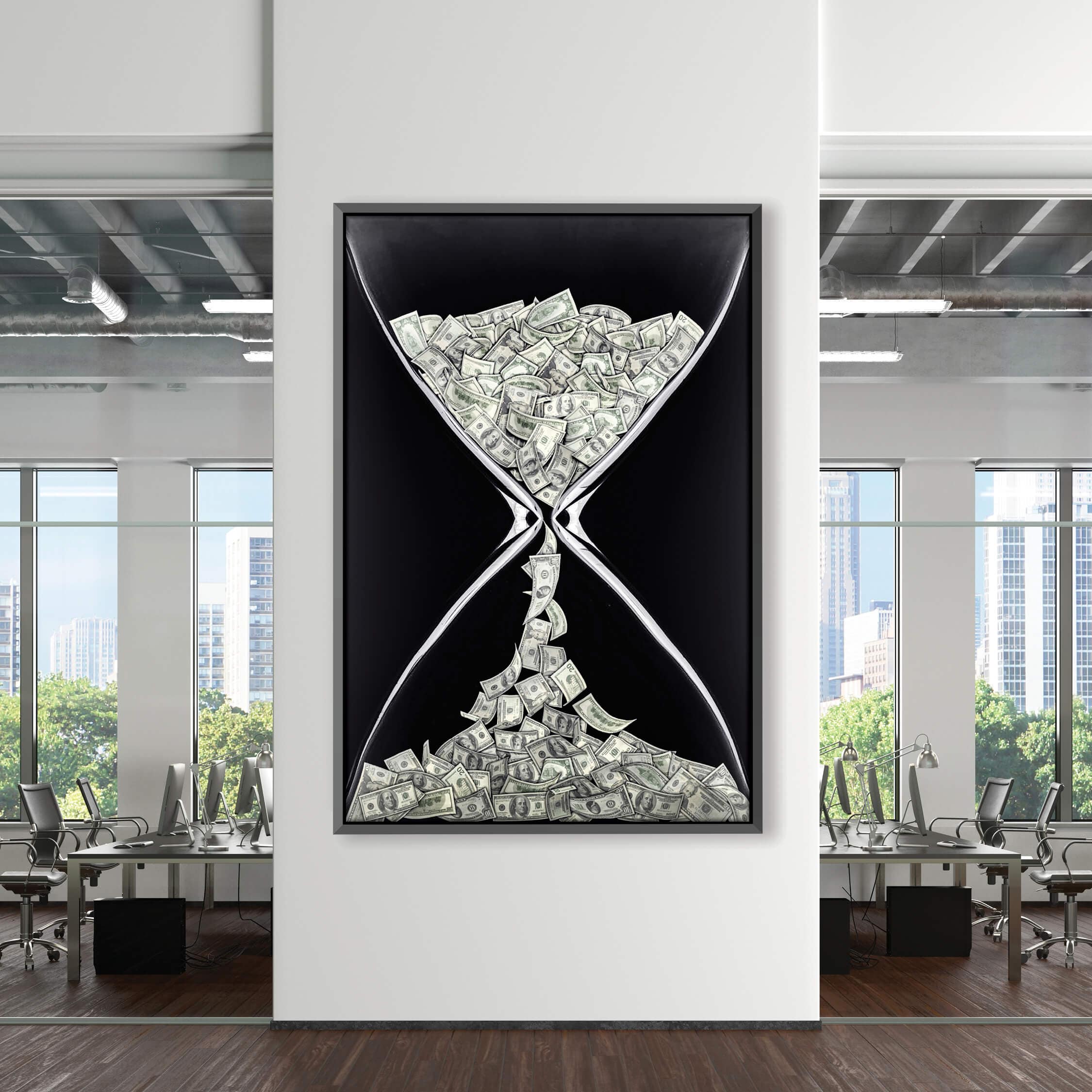 Money Hourglass Clock Canvas