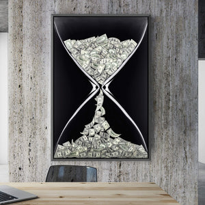 Money Hourglass Clock Canvas