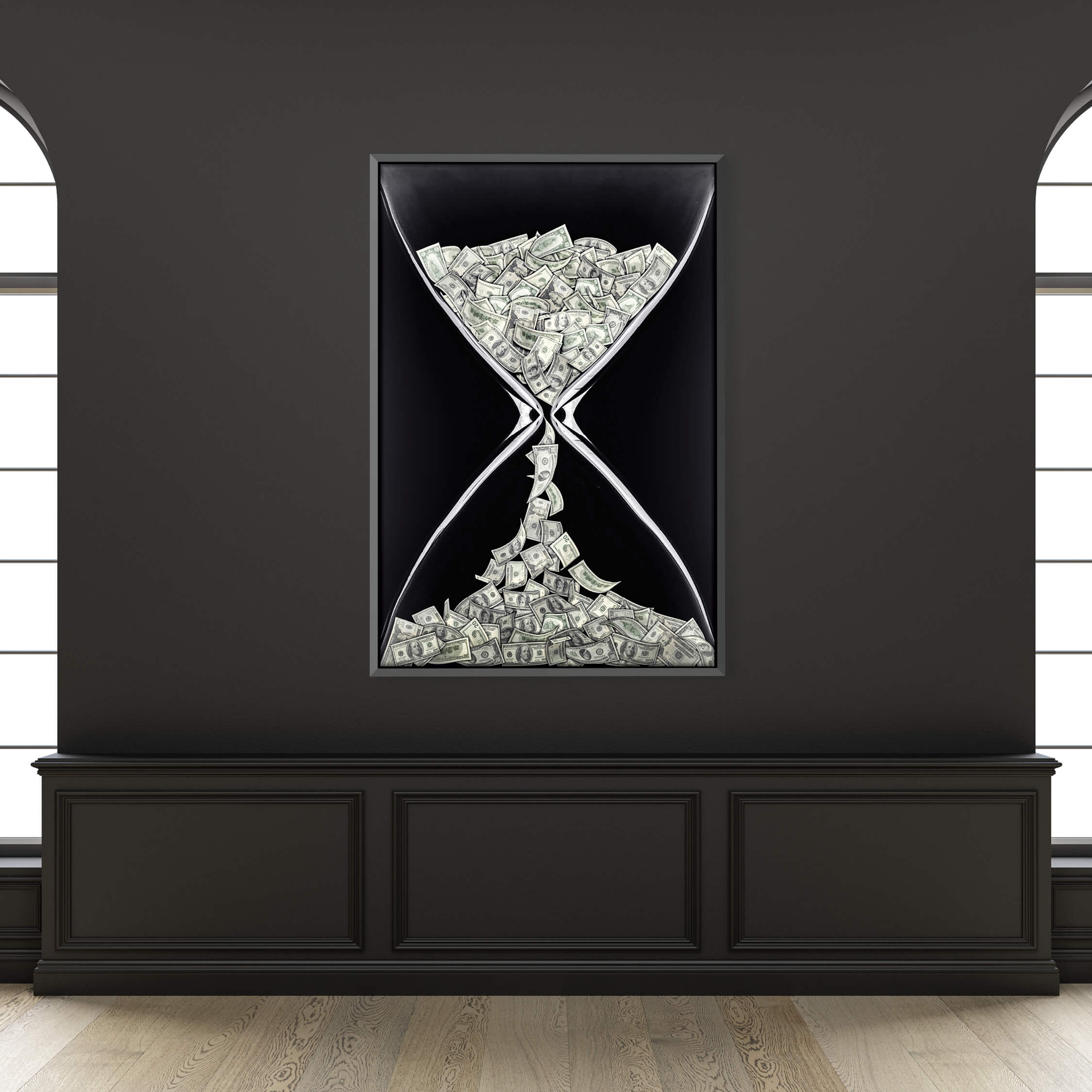 Money Hourglass Clock Canvas