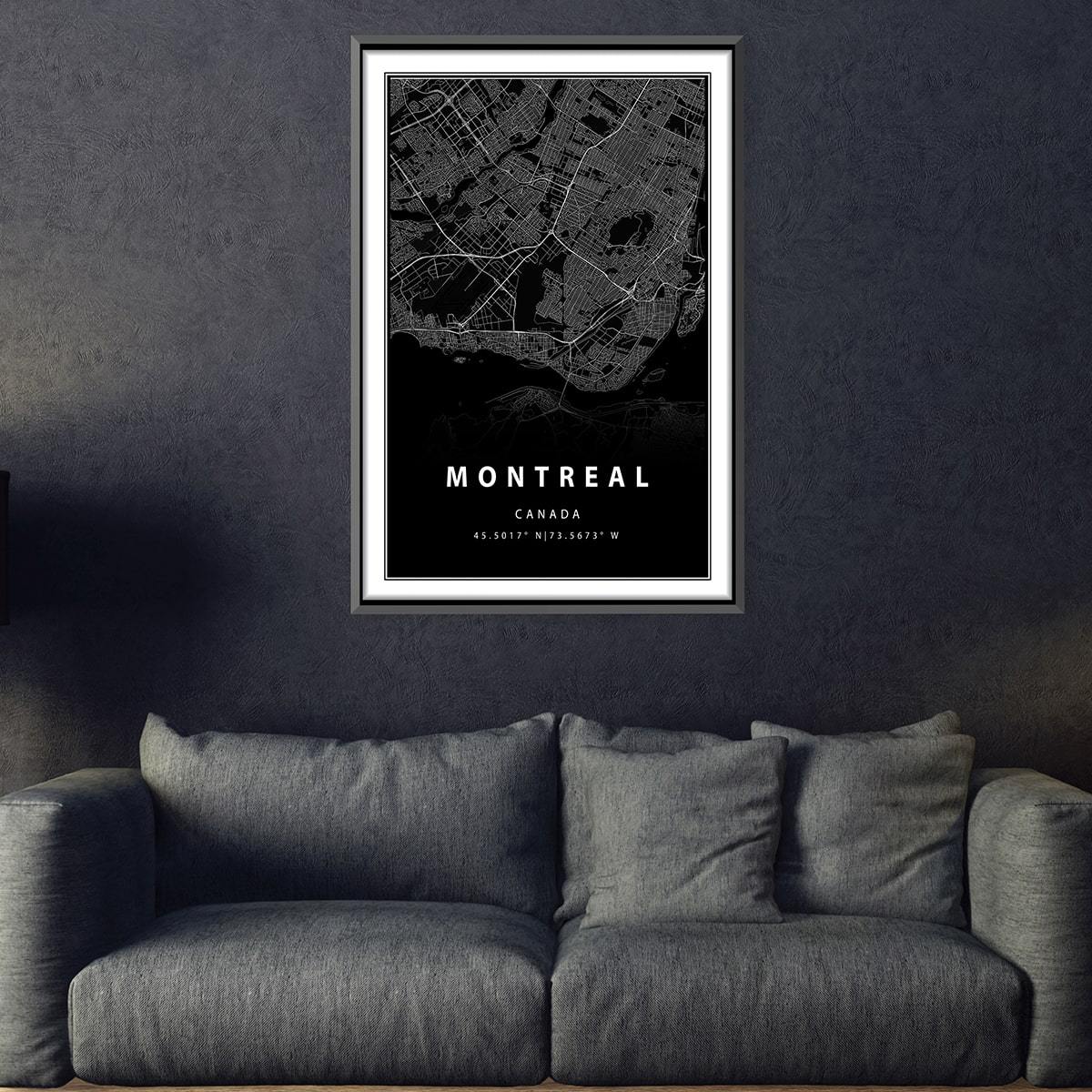 Montreal Black Canvas Art Clock Canvas