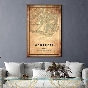 Montreal Vintage Map Canvas Art Clock Canvas