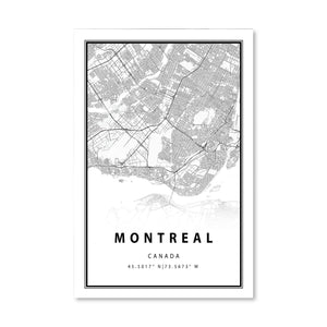 Montreal White Map Canvas Art Clock Canvas