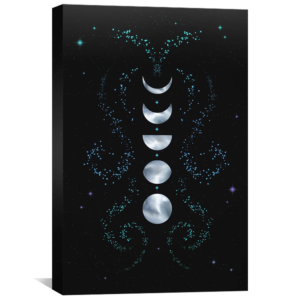 Moon and Stars Canvas Art 30 x 45cm / Unframed Canvas Print Clock Canvas