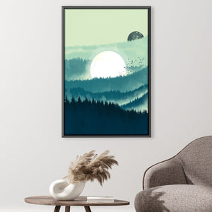 Moon in the Blue Forest Canvas Art 30 x 45cm / Unframed Canvas Print Clock Canvas