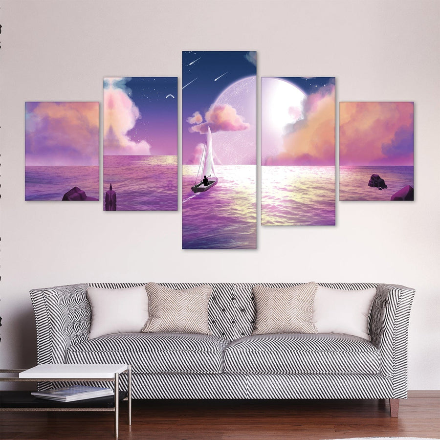 Moonlight Dream Canvas - 5 Panel Art 5 Panel / Large / Standard Gallery Wrap Clock Canvas