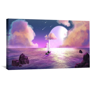 Moonlight Dream Canvas Art 50 x 25cm / Unframed Canvas Print Clock Canvas