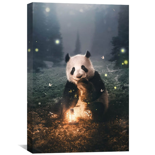 Moonlight Panda Canvas Art 40 x 60cm / Unframed Canvas Print Clock Canvas