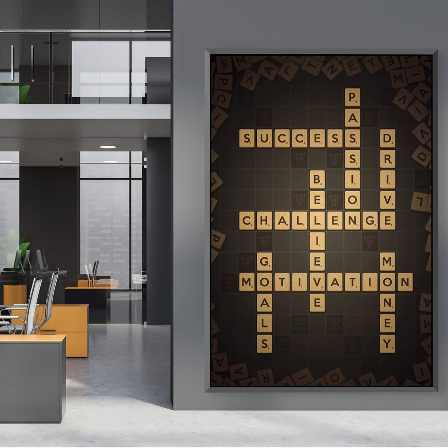 Motivation Crossword Clock Canvas