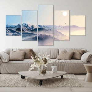 Mountain Horizon Canvas - 5 Panel Art Large (150cm) / Standard Gallery Wrap Clock Canvas