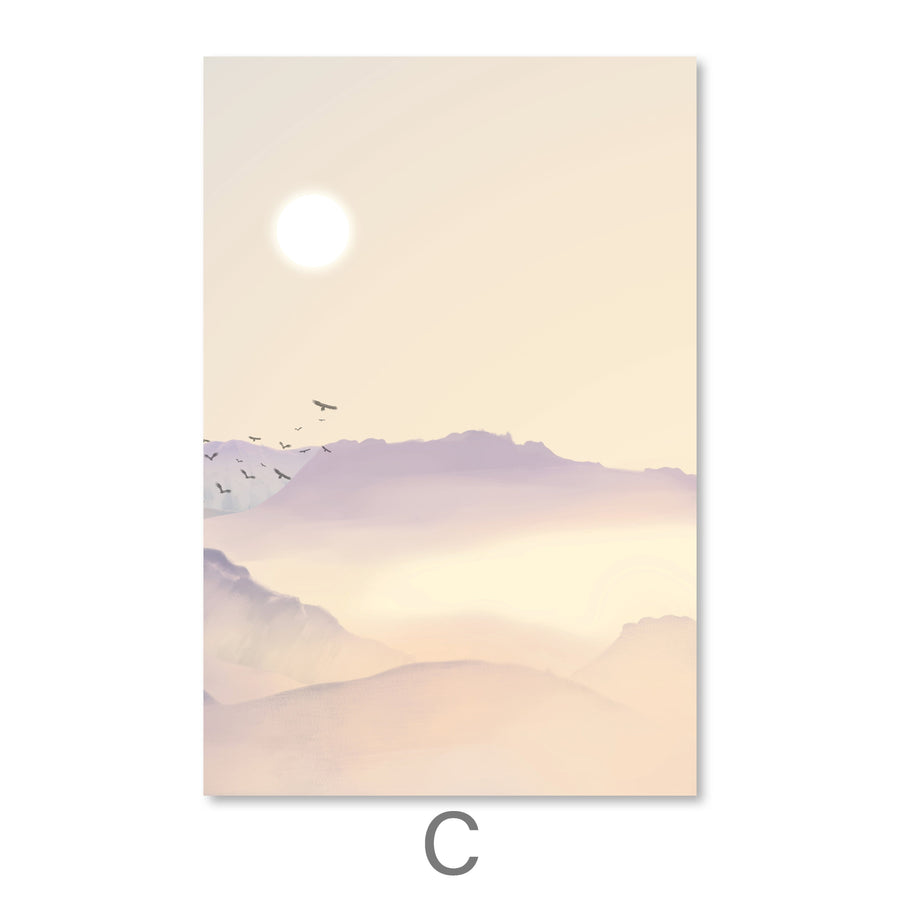 Mountain Horizon Canvas Art C / 40 x 60cm / Unframed Canvas Print Clock Canvas