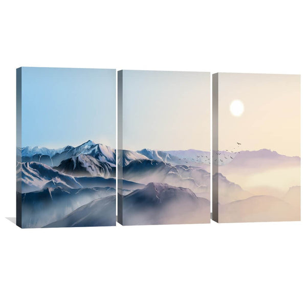 Mountain Horizon Canvas Art Set of 3 / 40 x 60cm / Unframed Canvas Print Clock Canvas