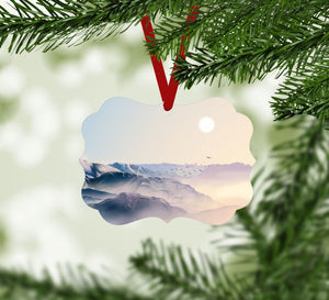 Mountain Horizon Ornament Christmas Ornament Victorian 10.8 x 8cm Clock Canvas