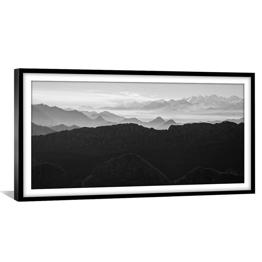 Mountain Silhouette Print Art Clock Canvas