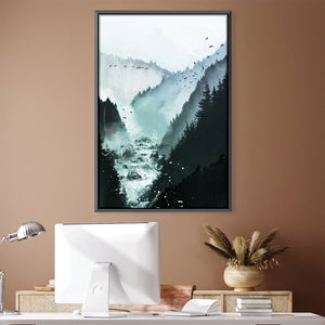 Mountains Around the Calm River Canvas Art 30 x 45cm / Unframed Canvas Print Clock Canvas
