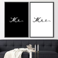 Mr and Mrs Black and White Canvas Art Clock Canvas