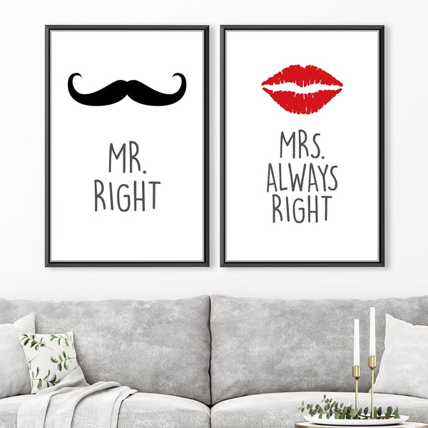 Mr. and Mrs. Right Canvas Art Clock Canvas