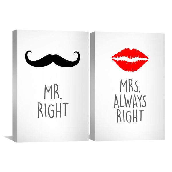 Mr. and Mrs. Right Canvas Art Clock Canvas