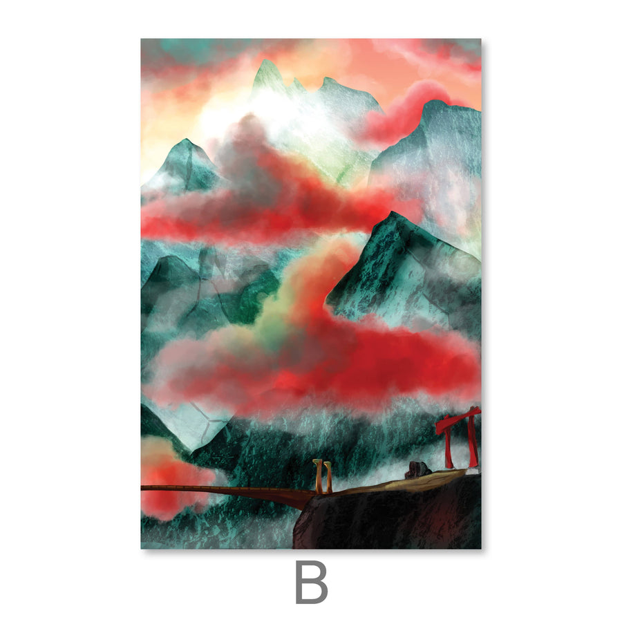 Mystic Temple Canvas Art B / 40 x 50cm / No Board - Canvas Print Only Clock Canvas