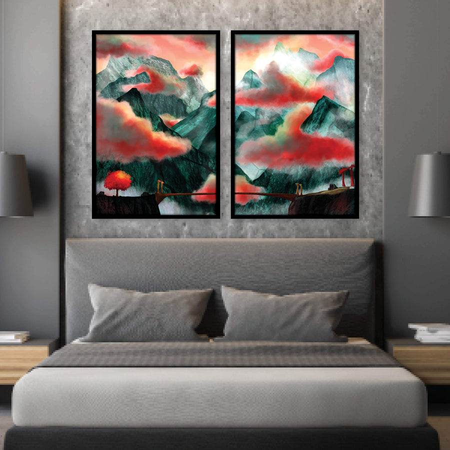Mystic Temple Canvas Art Set of 2 / 40 x 50cm / No Board - Canvas Print Only Clock Canvas