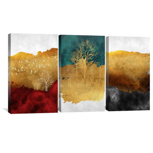 Mystical Forest Canvas Art Set of 3 / 40 x 60cm / Unframed Canvas Print Clock Canvas