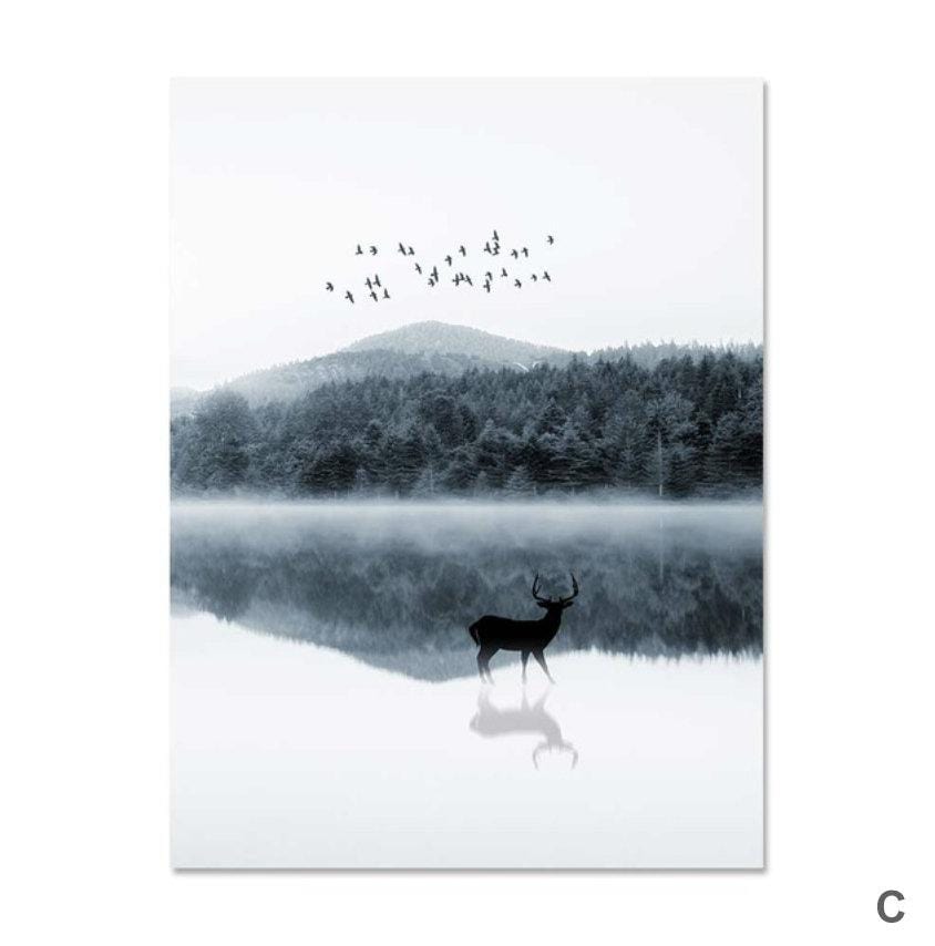 Mystical Lake Canvas Art C / 40 x 50cm / No Board - Canvas Print Only Clock Canvas