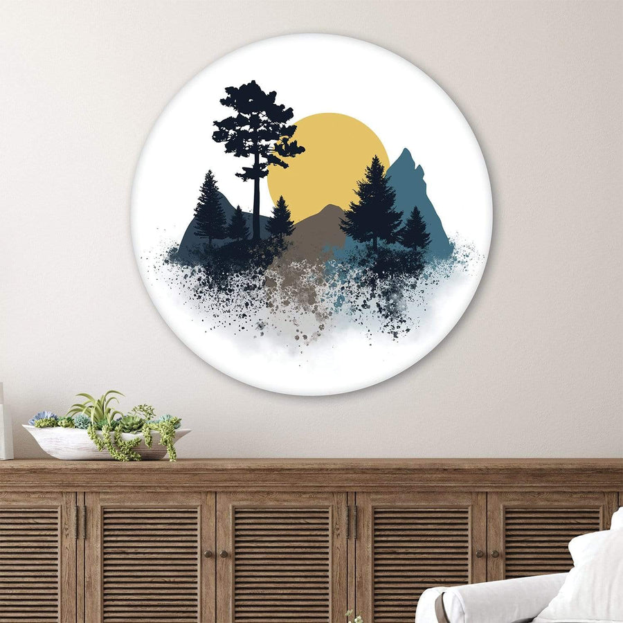Nature Splatter Canvas - Circle Art Clock Canvas