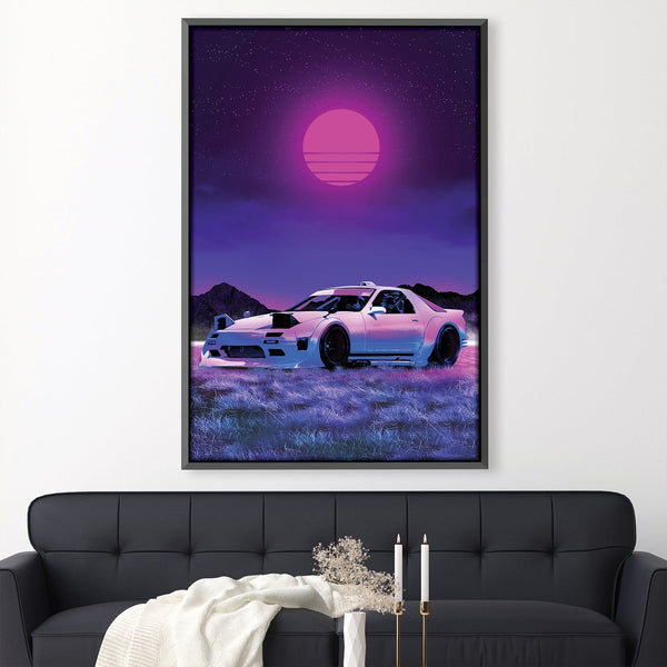 Neon Moon Racer Canvas Art Clock Canvas