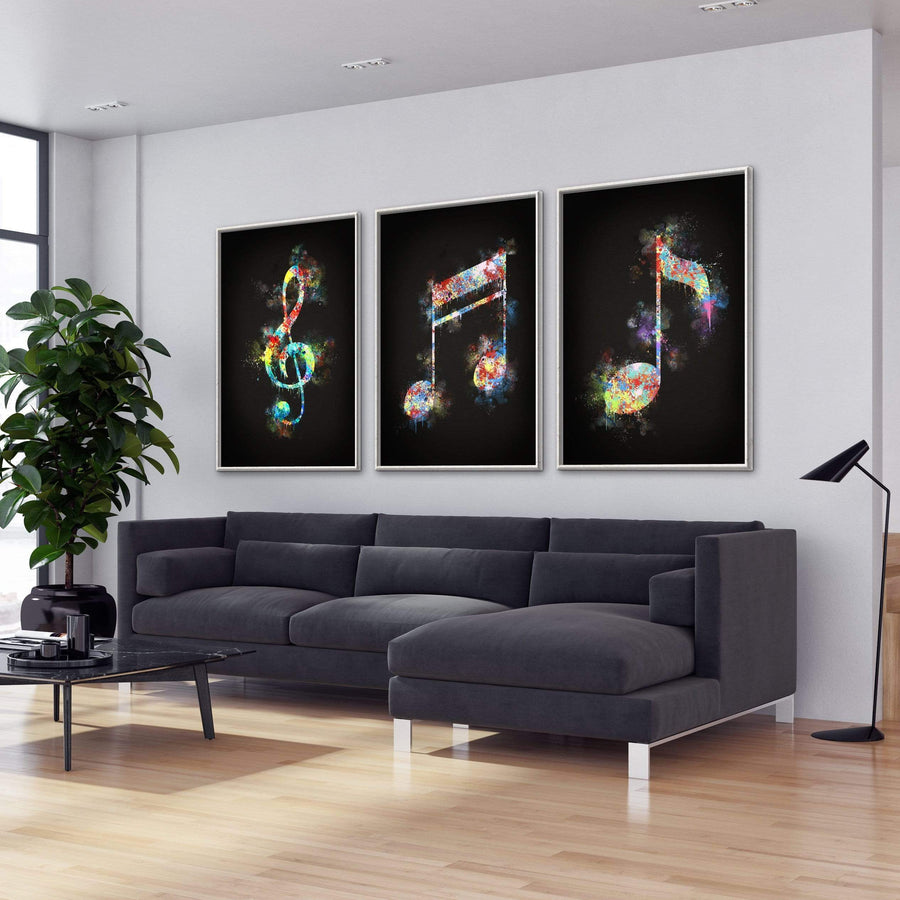 Neon Notes Canvas Art Clock Canvas
