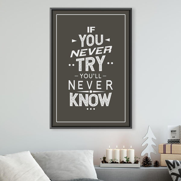 Never Try Never Know Canvas Art Clock Canvas