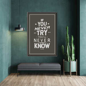 Never Try Never Know Clock Canvas