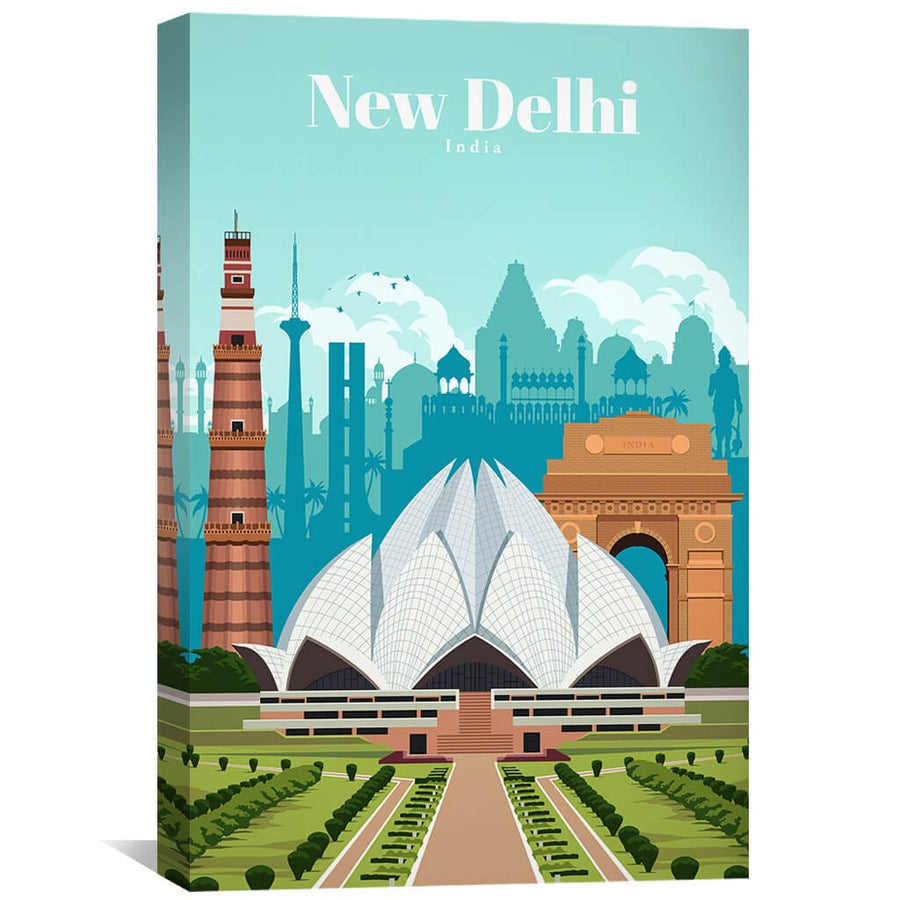 New Delhi Canvas - Studio 324 Art 30 x 45cm / Unframed Canvas Print Clock Canvas