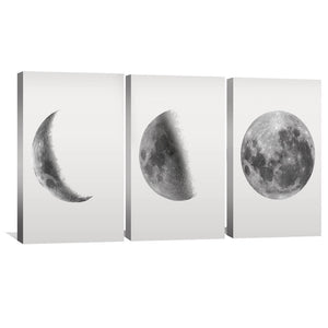 New Moon Canvas Art Set of 3 / 30 x 45cm / Unframed Canvas Print Clock Canvas