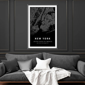 New York Black Canvas Art Clock Canvas