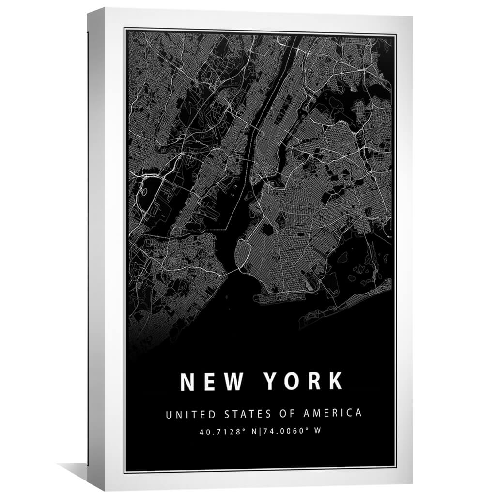New York Black Canvas Art Clock Canvas