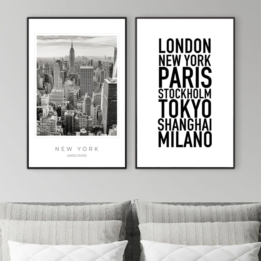 New York City Canvas Art Set of 2 / 40 x 50cm / No Board - Canvas Print Only Clock Canvas